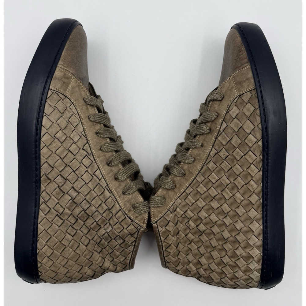 Pantofola d'Oro 12US 45EU Brown-Grey Woven Leather High Top Sneaker Boot Italian - Picture 6 of 10